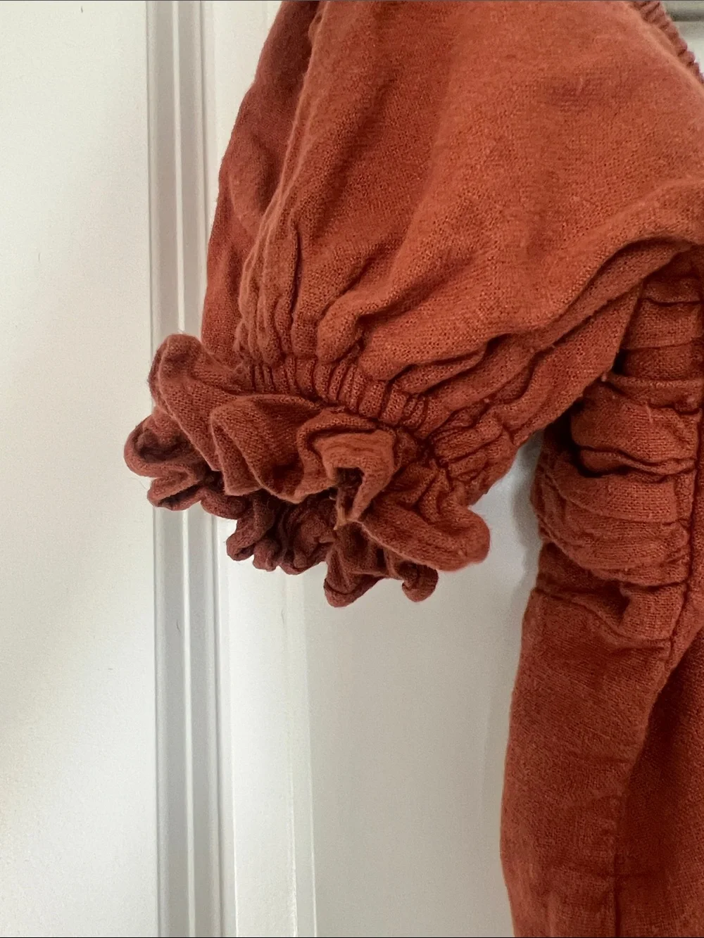 Abercrombie & Fitch Pleated Square-Neck Top in Rust